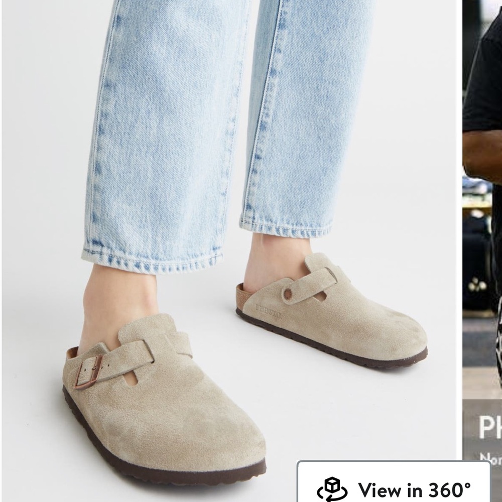 Birkenstock Taupe Suede Clogs